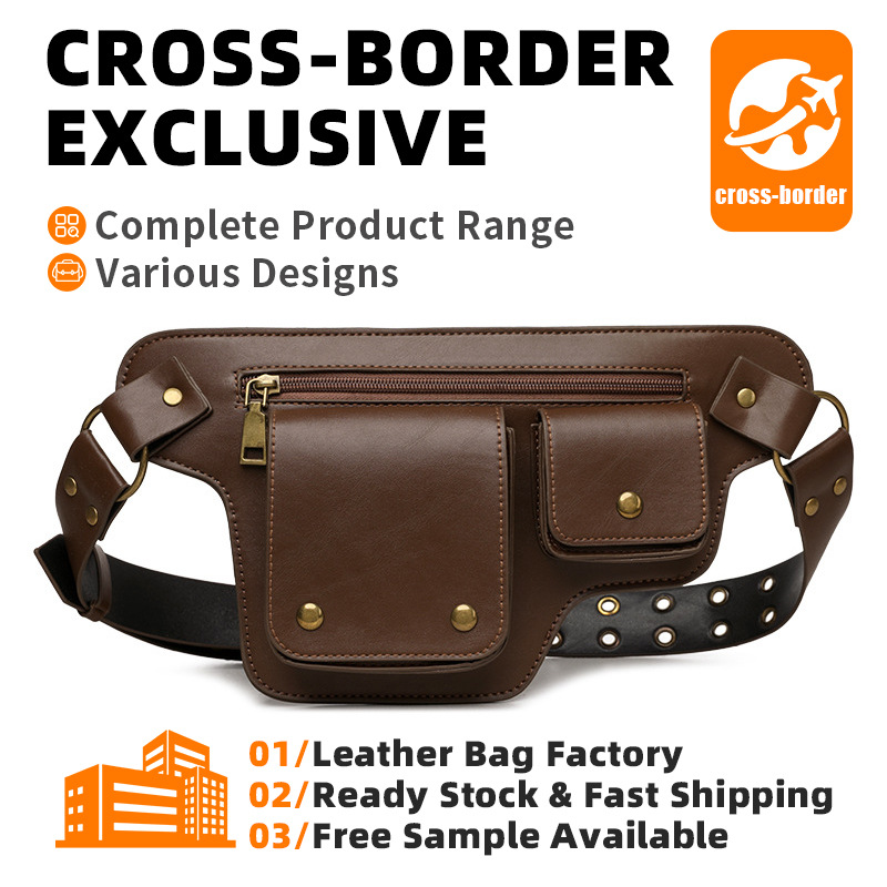 Men's Waist Bag, Cross-Border Retro Sports Bag, Fashionable Design Shoulder Bag, Multi-Functional Cycling Men's Crossbody Bag