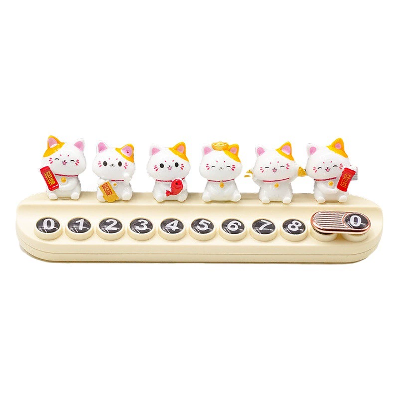Lucky Cat автомобиль временная парковка знак автомобиля движущийся телефонный номерной знак Творческий продвинутый благословение милый мини-Кот движущийся автомобиль