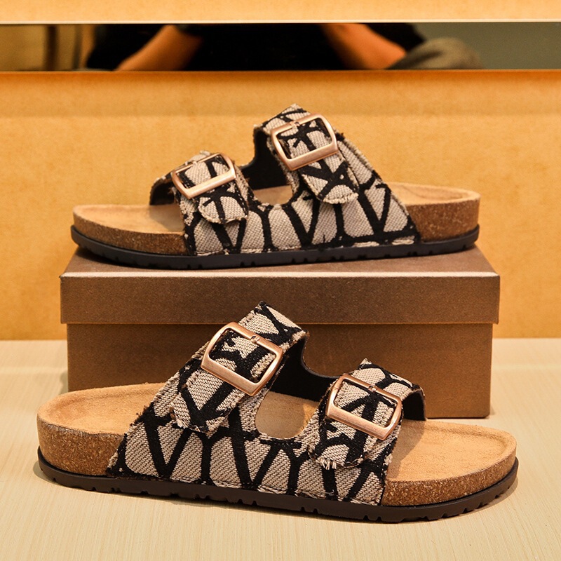 Birkenstock Shoes for Men and Women, Summer Outdoor Wear, Cork Thick Sole, Non-Slip, Double Buckle Strap, Casual Retro Sandals