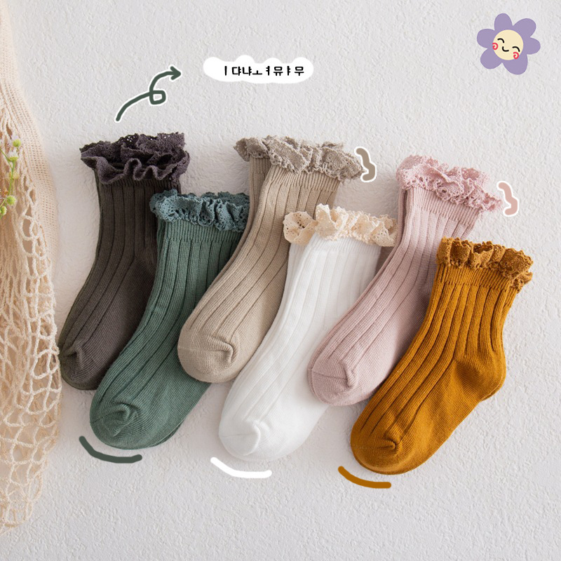 Zhuji 2023 New Spring and Autumn Lace Lace Children's Socks Korean Style Girls' Princess Socks Japanese Style Cotton Socks Trendy