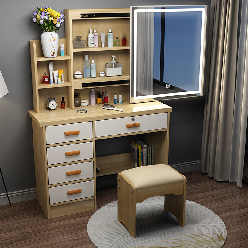 Mesa de maquillaje transfronteriza armario en un espejo push-pull venta caliente dormitorio simple moderno con armario de almacenamiento red comedor