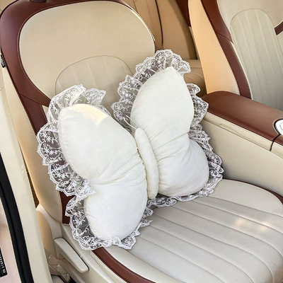 Support Cross-Border New Product Car | Waist support - plush-butterfly-waistrest-white