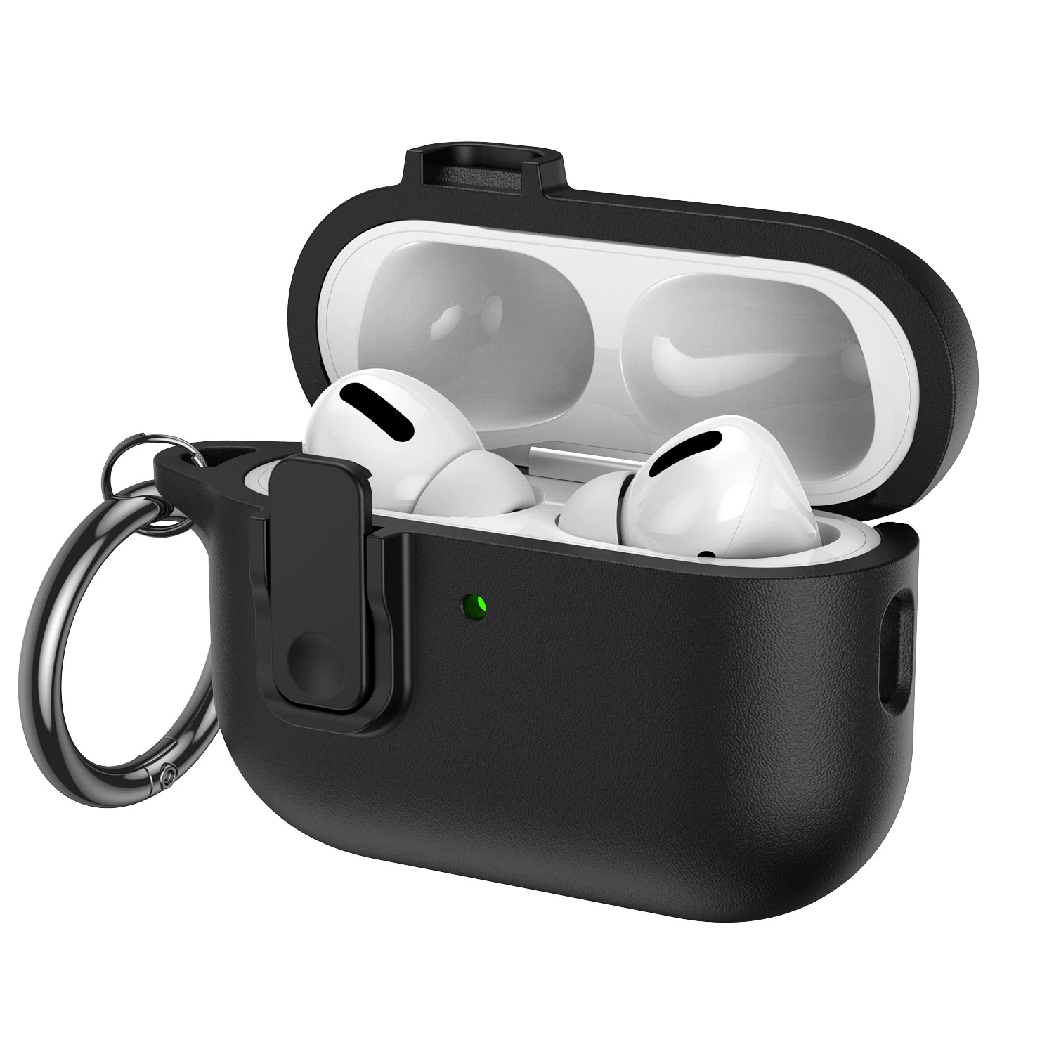 适用Airpodspro3保护套二代皮纹按键锁扣Airpods4全包防摔保护壳