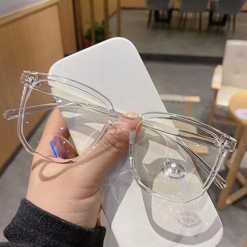 2024 New Anti-blue light glasses, square frame for both men and women, non-prescription, Korean style, natural face glasses, large frame glasses