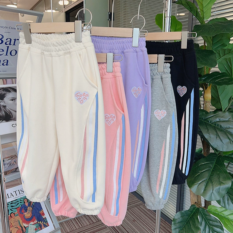 Детские повседневные брюки для весны и осени, спортивные штаны для малышей, свободные брюки для девочек, длинные брюки для девочек-малышек на осень