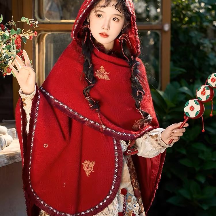 十三余小豆蔻儿[红榴秋焰]民族风绣花马甲上衣破裙汉服成人女款冬|undefined