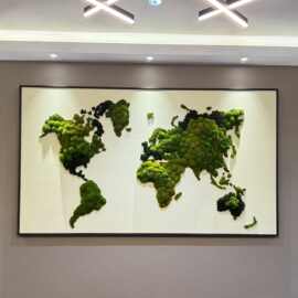 苔藓框世界地图永生白发苔藓长2.1米宽1.2米手工制作10天内发货