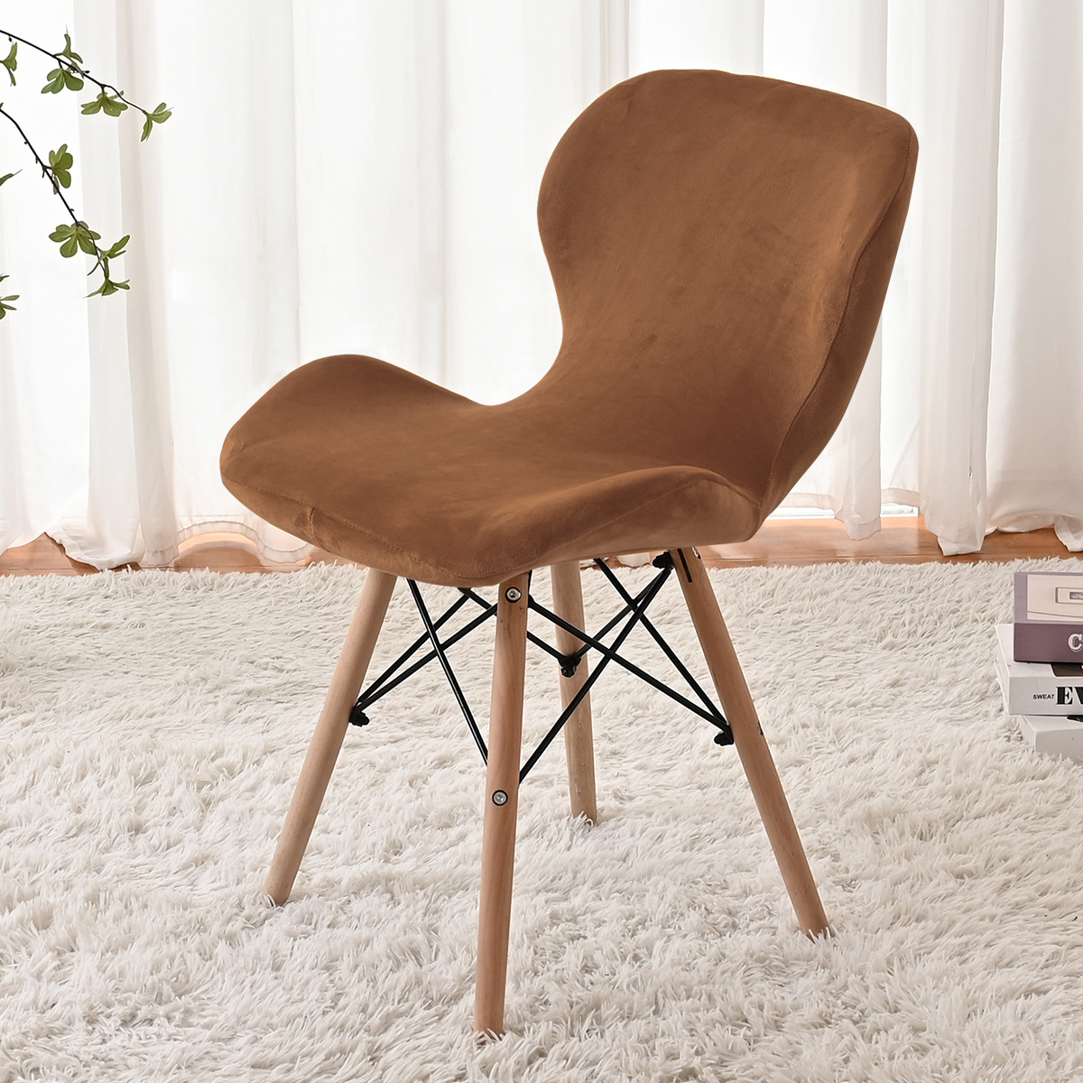 Funda para silla de mariposa de terciopelo de zorro plateado elástica de punto transfronterizo a prueba de polvo Funda para silla de mariposa de terciopelo grueso de color sólido universal