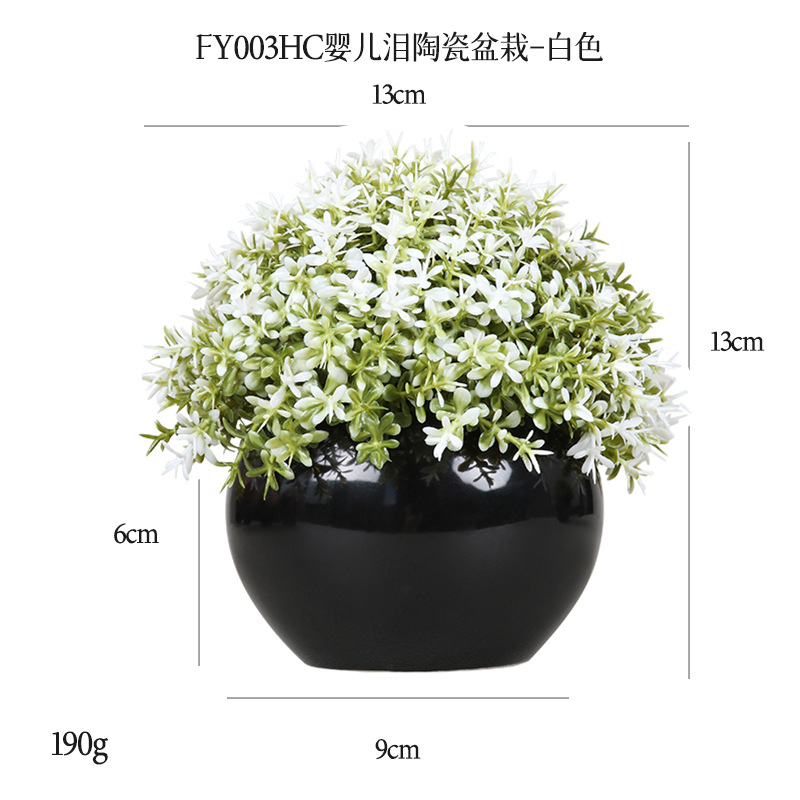 Planta Artificial de Bola Verde en Maceta de Cerámica y Plástico Decorativa para Escritorio