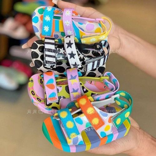 2024 New Children's Shoes Summer Children's Sandals Flat Bottom Velcro Velcro Sports and Leisure Contrast Color Roman Beach Shoes