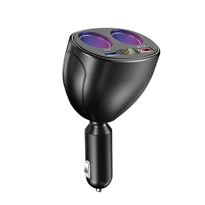 New cross-border cigarette lighter QC3.0 one-tow four-car charging fast charging one-tow three-pair USB 6A car charger (Mobil şarj cihazları) - classic-black-qc3031a-opp-bag