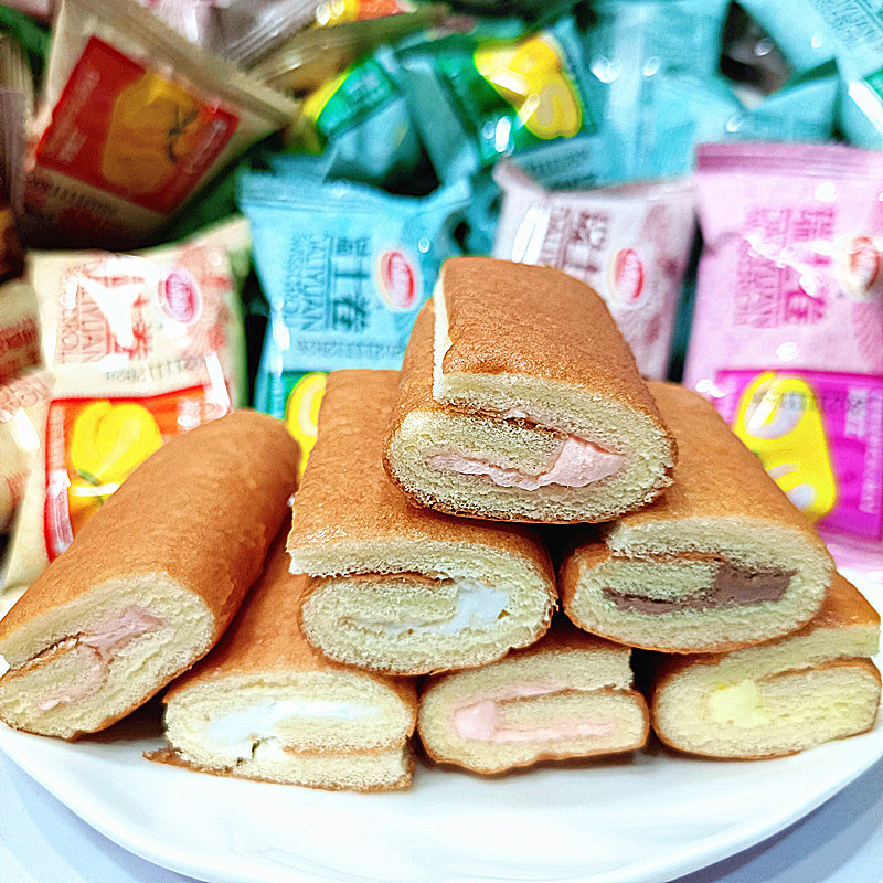 ダリ園スイス巻きの多味のロールケーキを混ぜて、朝食のお菓子を全部詰めます。|undefined