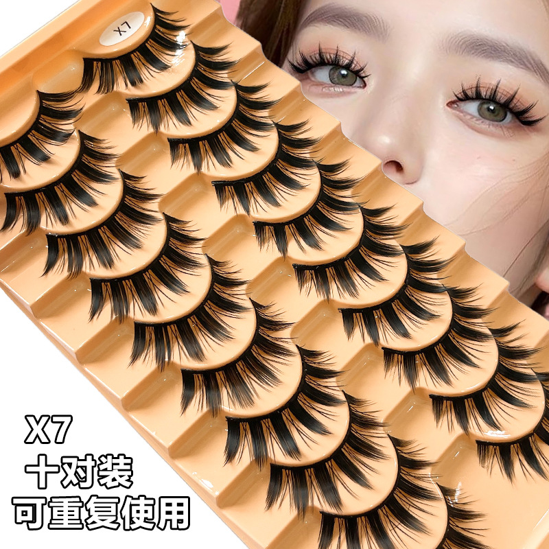厂家批发三对装3d假睫毛时尚眼尾纤长款眼睫毛浓密仿真假眼睫毛