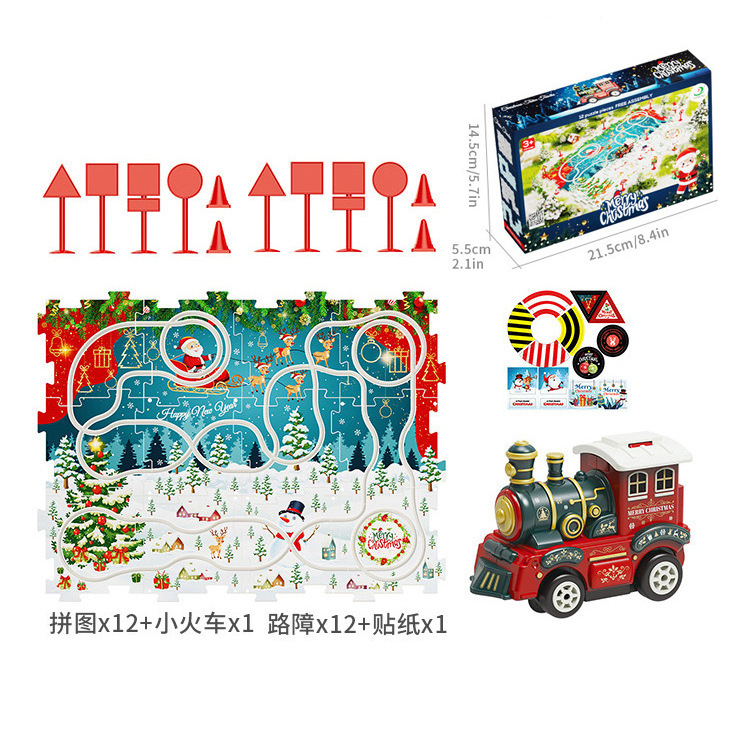 Niños plástico multi-funcional rompecabezas eléctrico coche de ferrocarril mini Road sign rompecabezas ensamblado juguete traje fábrica al por mayor