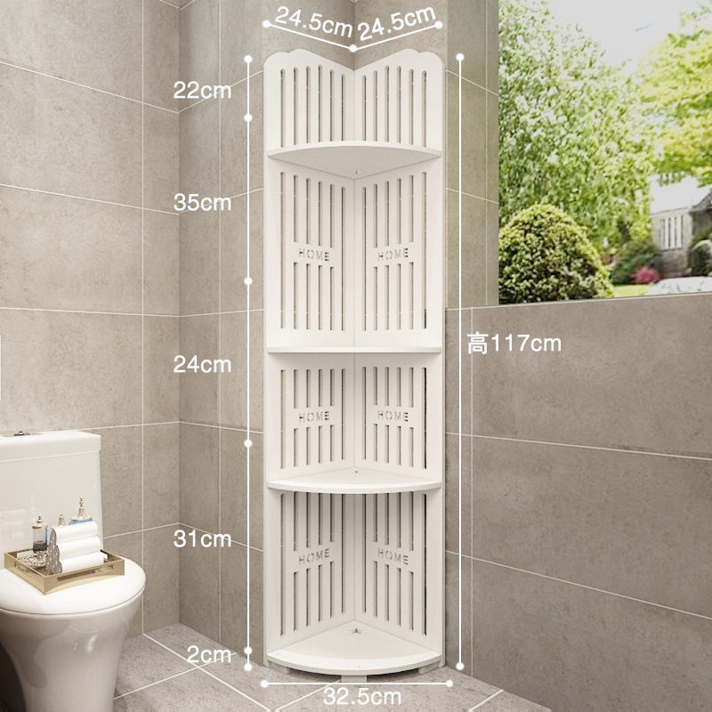 プラスチック浴室床置き収納棚壁の隅のトイレの棚の三角形の棚のトイレのシャンプーの収納|undefined