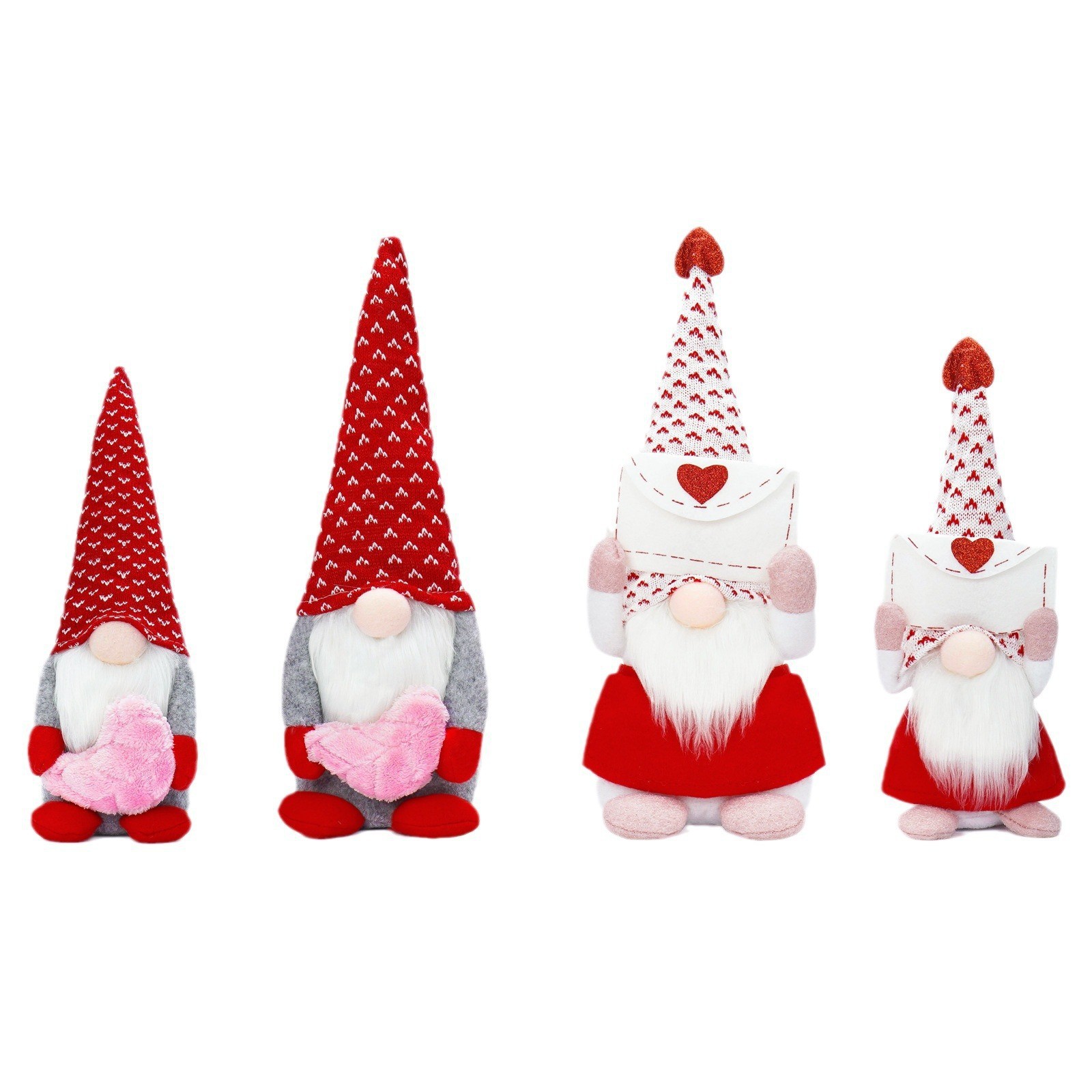 Nuevo Día de San Valentín sin rostro muñeca sobre encantador enano ventana apoyos adornos