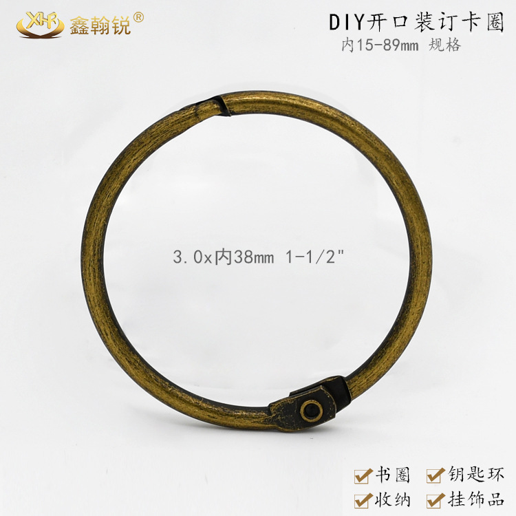 hardware supply Retro 38mm Clamps DIY Opening binding ring children Literacy Cards