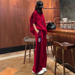 跨境2025秋冬欧货时尚运动服套装女春秋学生韩版宽松卫衣阔腿裤