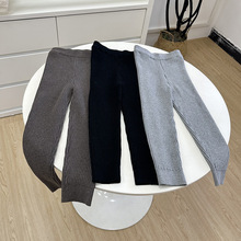 高品质精梳彩棉混莱卡针织打底裤儿童四面弹坑条紧身针织长裤秋冬