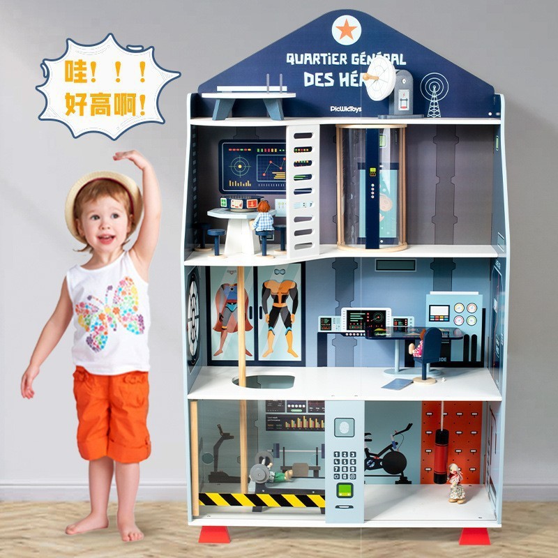 Casa de madera de tres pisos muñeca casa de madera simulación de escena villa mini dormitorio sala de estar muebles juegos de juguetes