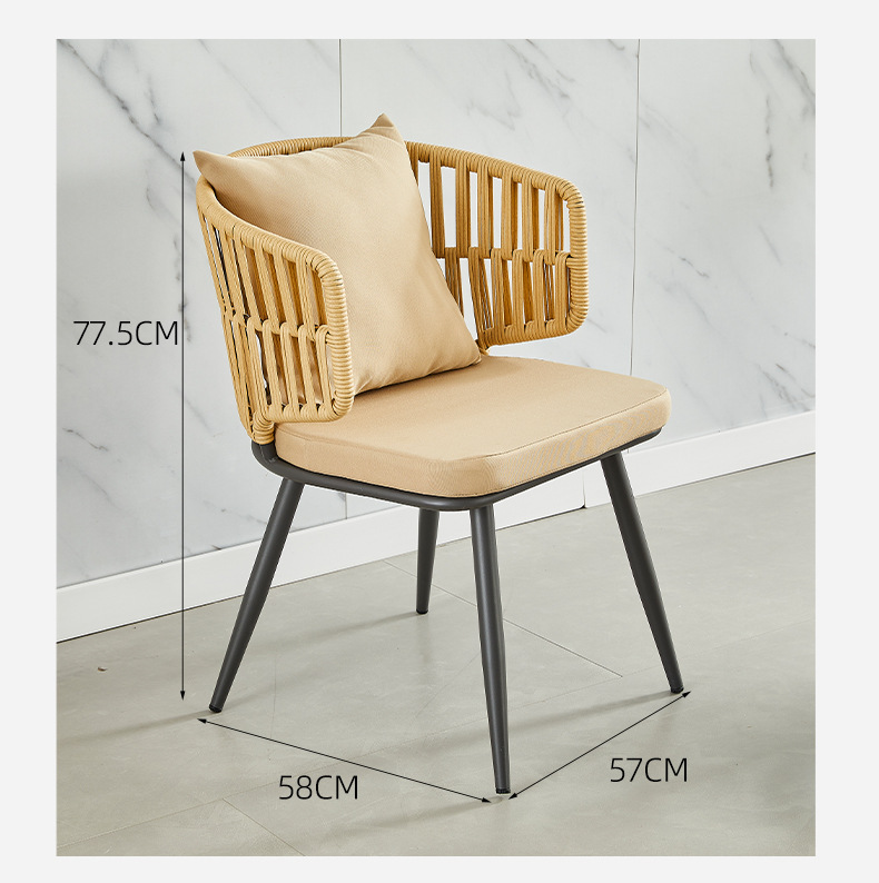 Sofá pequeño al aire libre de caña patio simple jardín de caña sofá silla de caña una sola silla de caña de tres piezas set mesa de té