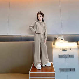 女童秋装套装韩系潮款2025新款中大童秋季女装长袖长裤休闲两件套
