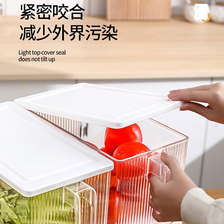 Caja de almacenamiento de refrigerador para alimentos de grado alimenticio, caja de preservación de verduras con mango para refrigeración especial, cocina congelada, acabado y sellado