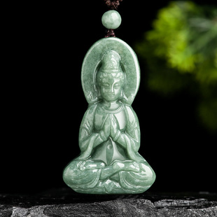 Natural a goods Jade bean three-dimensional Guanyin Bodhisattva pendant jade pendant jade pendant jade pendant men's necklace women's wholesale