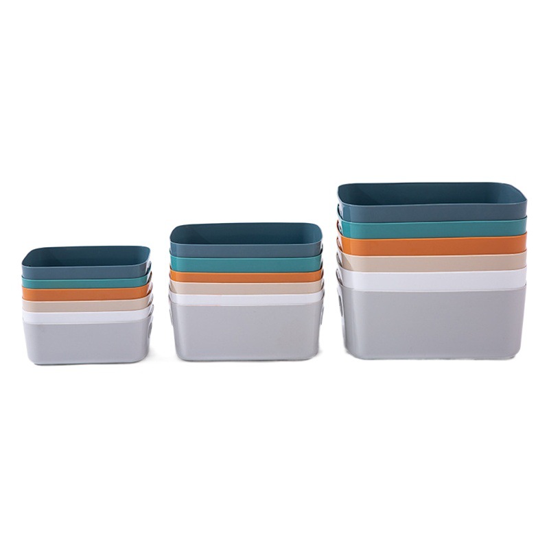 Caja de almacenamiento de artículos diversos de estilo japonés caja de plástico de escritorio caja de organización de cosméticos caja de almacenamiento de cocina cesta de almacenamiento de aperitivos