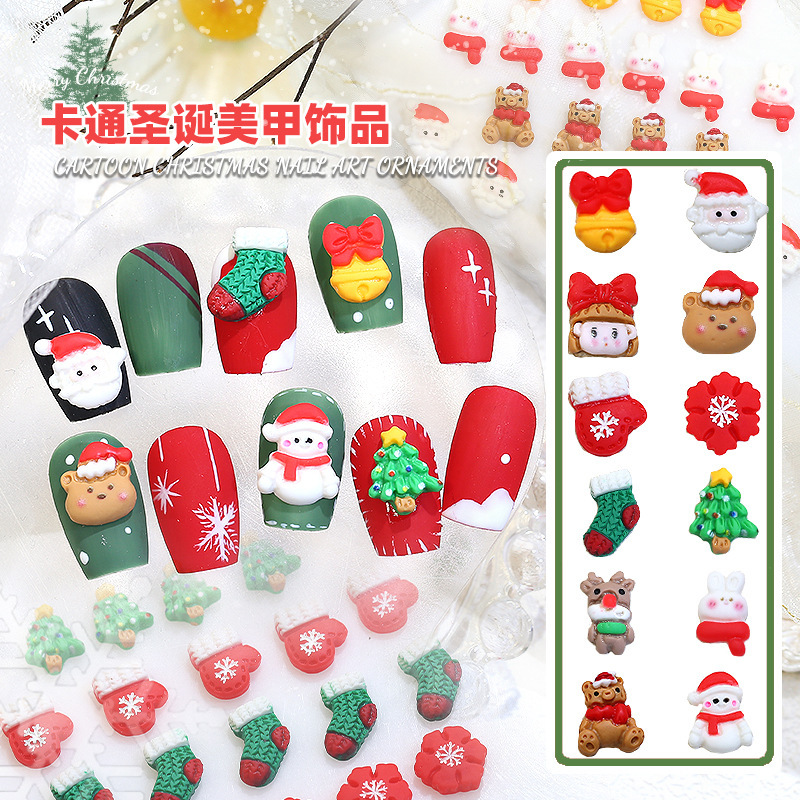 Cross-border new manicure Christmas cartoon jewelry three-dimensional cute Santa Bell resin nail decoration wholesale Cross-border new manicure Christmas cartoon jewelry three-dimensional cute Santa Bell resin nail decoration wholesale