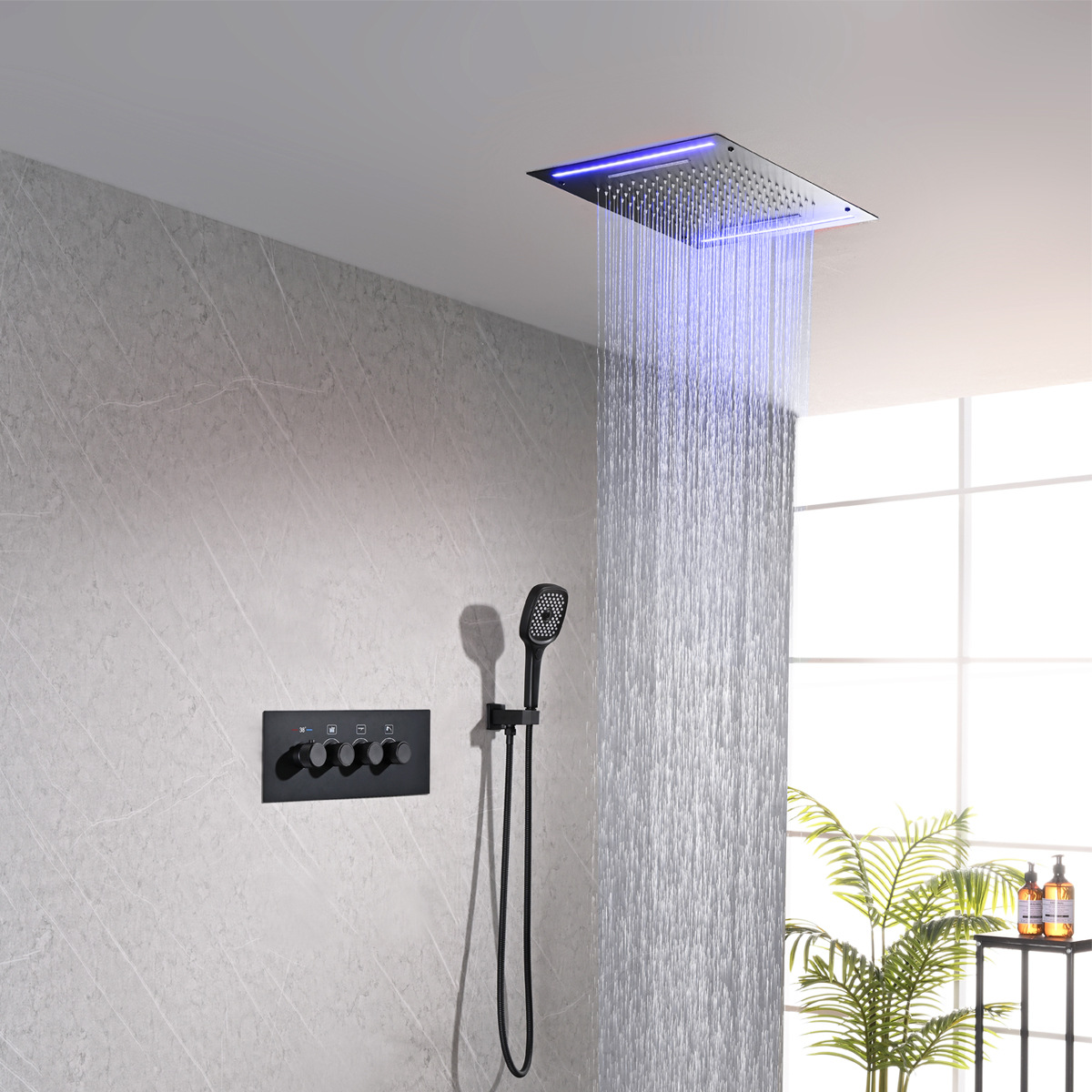 Transfronteriza dedicada a todo el cobre de acuerdo con la pared incrustada simple de la ingeniería de la villa de montaje oculto fabricante de ducha de temperatura constante