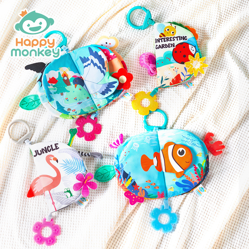 Happy monkey 3D libro de tela de cola tridimensional para la cognición de animales, juguetes para niños que no pueden desgarrarse y morderse