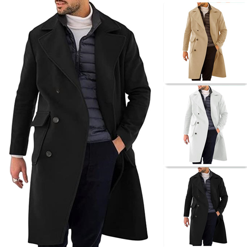 Cross-border in stock 2023 autumn and winter New woolen men's coat European and American Amazon thickened long double-breasted coat Cross-border in stock 2023 autumn and winter New woolen men's coat European and American Amazon thickened long double-breasted coat
