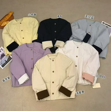 撞色棉衣 2025冬季新款 韩系圆领短外套女时尚单排扣棉服59259