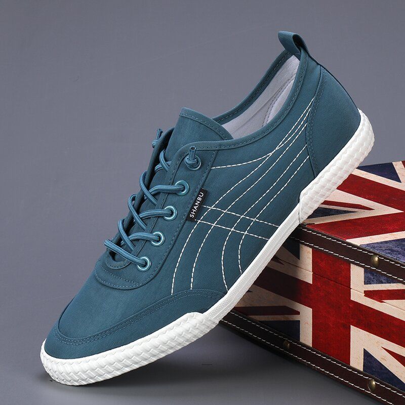 Herren Freizeitschuhe Aus Canvas Schnürschuhe Atmungsaktiv Leicht_voghion.com
