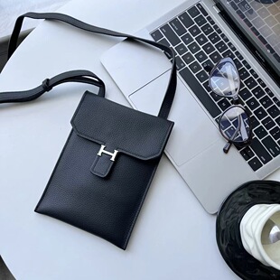 Genuine Leather Mobile Phone Bag Women's 2025 New Vertical Crossbody Bag for Mobile Phone Small Bag Cowhide Shoulder Bag Fashionable Simple