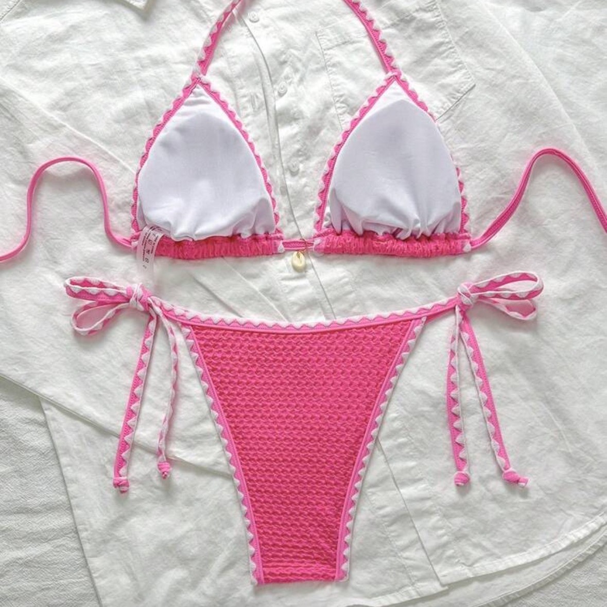 Abbigliamento donna Bikini sexy alla moda con scollo all'americana, set costume da bagno a due pezzi con copertura modesta, pronto per la spiaggia e la piscina_voghion.com