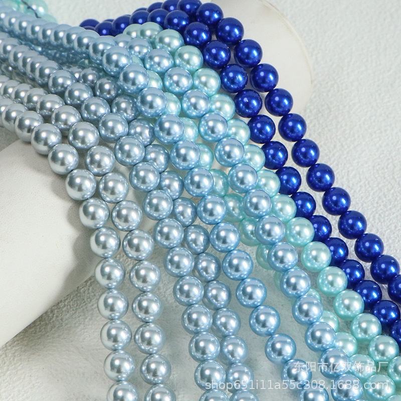 Blue glass accessory pearl handmade