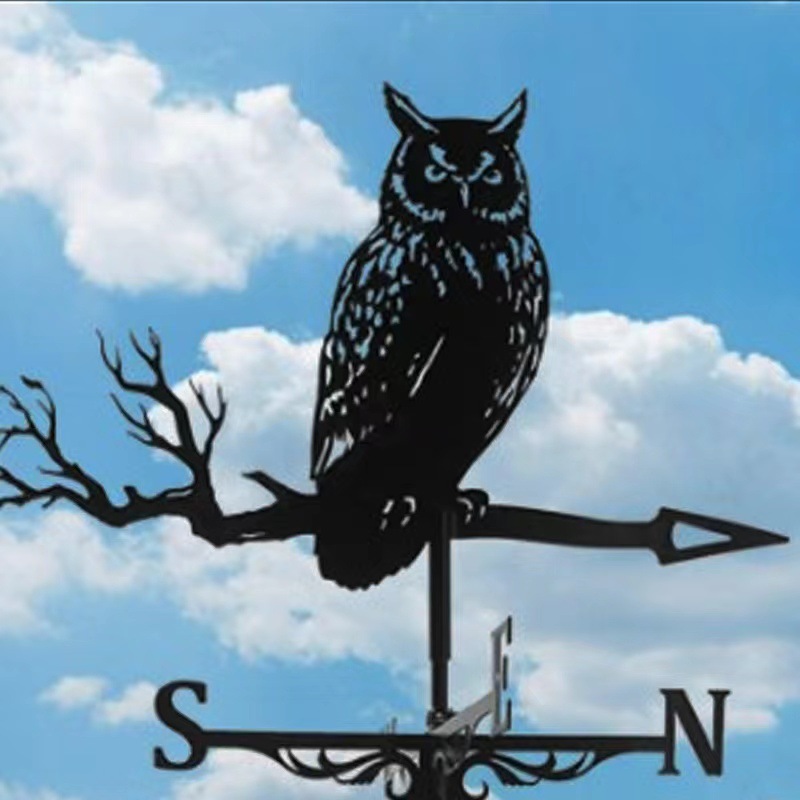 Cross-border stainless steel spray-painted weather vane ornaments European-style courtyard roof decoration plug-in metal crafts