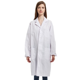 White Coat Long-Sleeved Doctor's Clothes Adult Thickened Work Clothes Jacket Twill Long University Lab Clothes Hospital Canteen