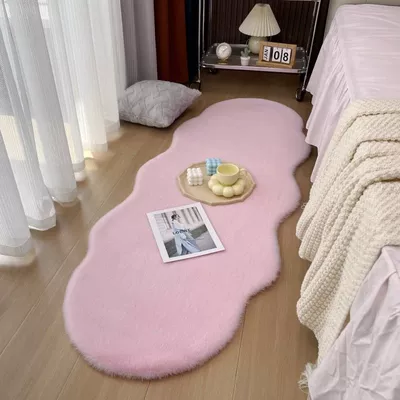 Room Bay Window Mat, Car Carpet - wave-leather-pink-40120cm-imitation-rabbit-fur
