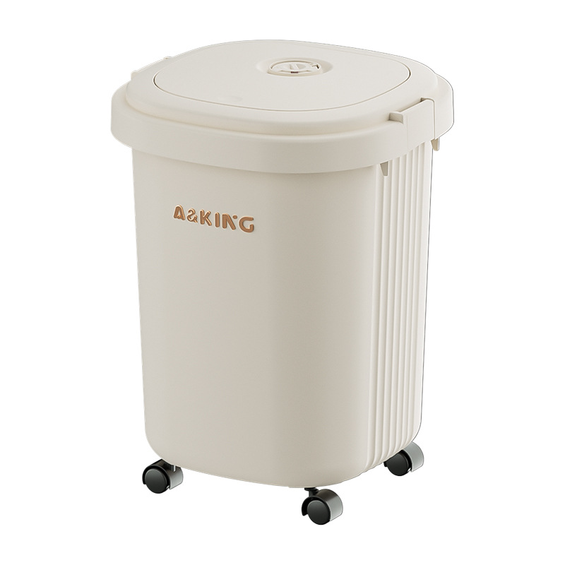 Basura doméstica cuadrada con ruedas de alto valor facial cubre cubo de inodoro de gran capacidad para sala de estar dormitorio cesta de papel especial para cocina