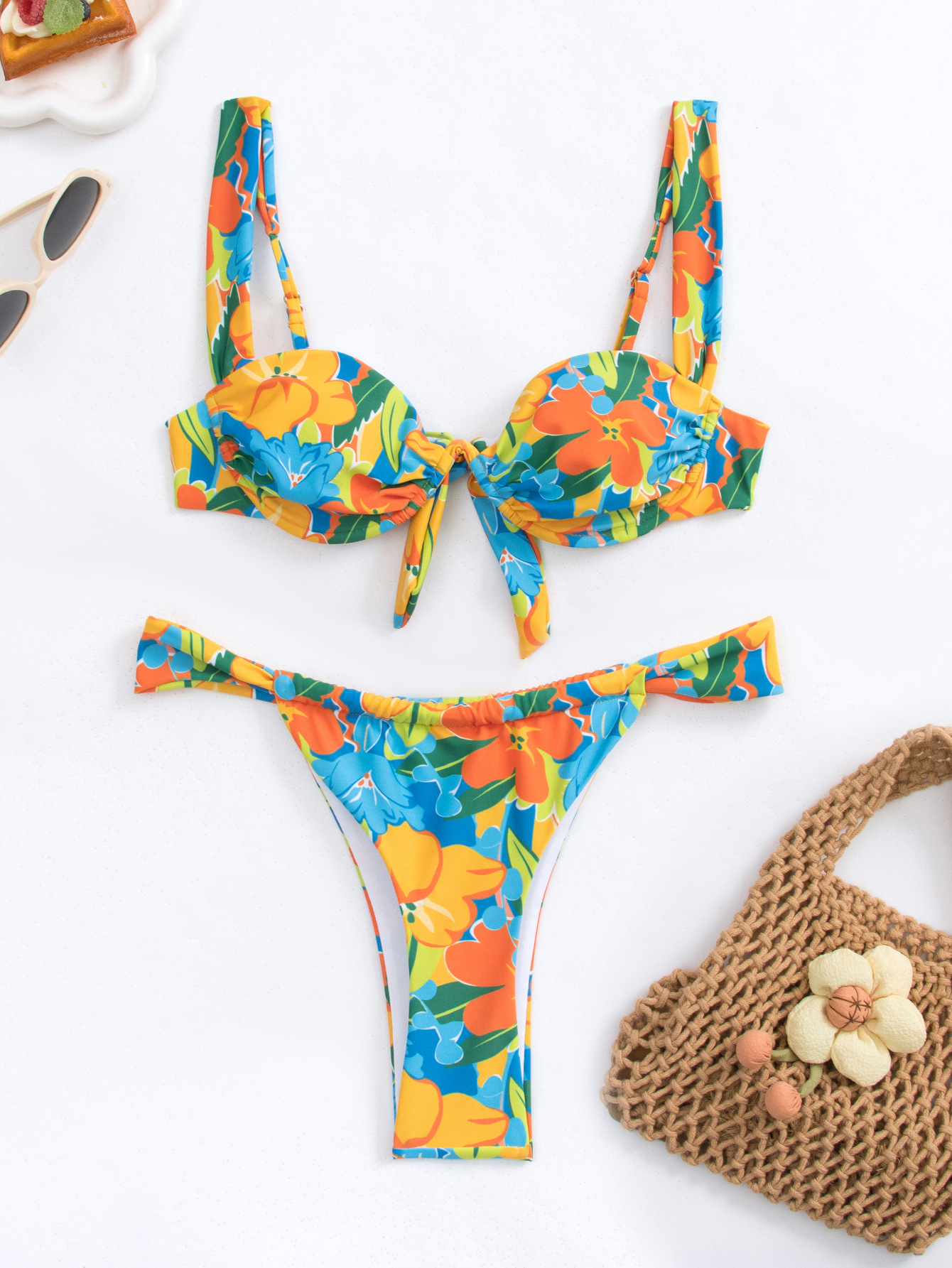 Women's Flower 2 Pieces Set Bikinis Swimwear display picture 6