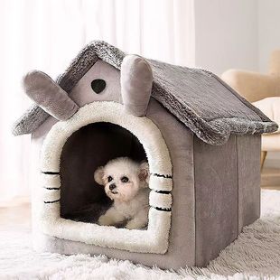 Cat Nest Winter Warm Closed Cat House Villa Small Dog Nest Four Seasons Universal Removable and Washable Dog House Dog House