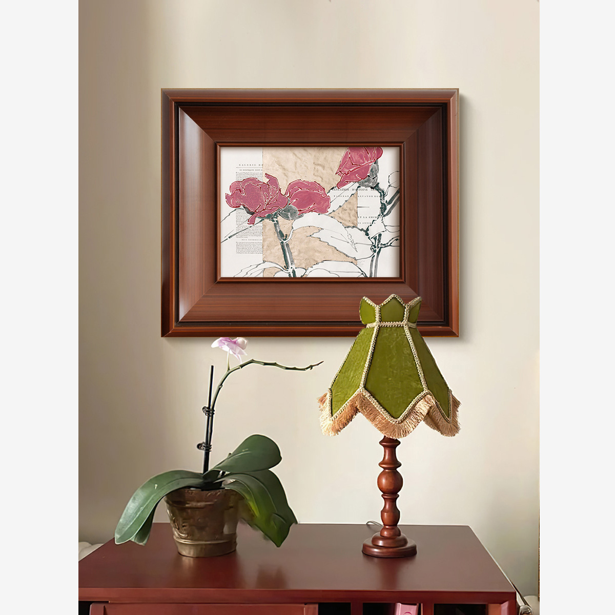 Petal Book Niche Art Retro Decorative Painting French Mid-Century Style Living Room Bedroom Sideboard Hanging Painting Mural