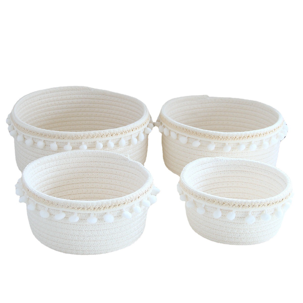 Caja de almacenamiento escritorio cosméticos cuerda tejida cesta pasillo hecho a mano algodón hilo de almacenamiento cesta merienda