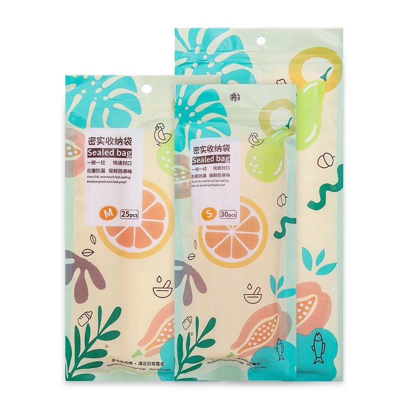 Direct Bagged PEFood Sealed Bag Transparent Double Rib Food Storage Bag Environmentally Friendly Refrigerator Food Preservation Bag