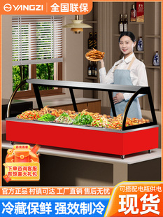 Yangzi Tricycle Mobile Stall Refrigerated Frozen Cold Dishes Display Cabinet Barbecue Cooked Food Fried String Marinated Dishes Fresh Keeping Freezer