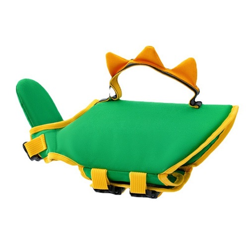 Cute dinosaur-shaped dog life jacket, summer swimsuit, buoyant clothing suitable for small and medium-sized dogs playing in water