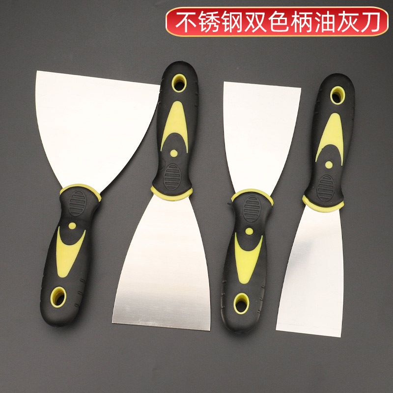 厂家批发 不锈钢油灰刀 塑胶柄批刀腻子刀镜面抛光不锈钢清洁铲刀
